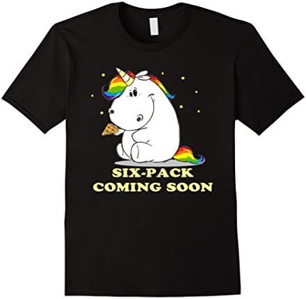 Men's Six-Pack Coming Soon T-shirt Funny Unicorn Tee 2XL Black