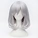 Flovex Short Fluffy Silver Grey Cosplay Wigs Natural Curly Womens Costume Halloween Party Daily Hair with Wig Cap