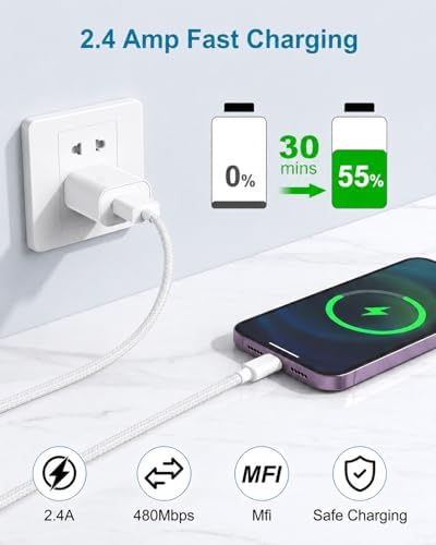 iPhone Ladekabel Lightning 3m 2Pack,[MFi Zertifiziert] Ladekabel iPhone lightning USB Schnellladekabel iphone USB Lightning Kabel 10ft/3m für Apple iPhone 14 13 12 11 Pro Max/Mini,XS X,8 7 6 Plus,iPad