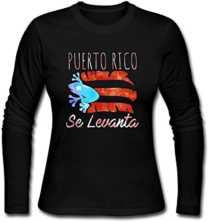 Woman Puerto Rico Se Levanta Frog Coqui Boricua Pride Cotton Athletic Long Sleeve Tee Crew Neck