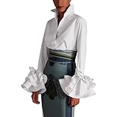 UOOZEE Womens Button Down Shirt Long Sleeve Dress Shirts Solid Work Blouse