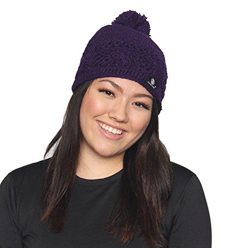 KayJayStyles Winter Woolen Nepal Hand Cabel Knit Pom Pom Beanie Hat Cap (Purple)