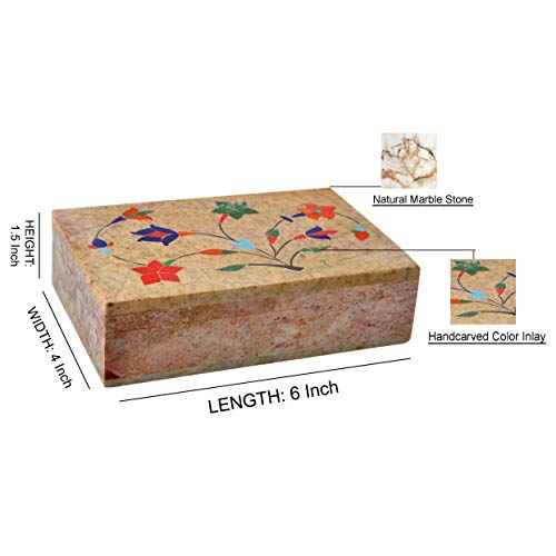 Hashcart Designer Marble Box - Floral Design Box Organiser for Girls (6x4 inch)