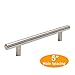 Probrico Drawer Pulls, Kitchen Cabinet Handles Stainless Steel Satin Nickel Furniture Dresser Hardware,7-5/9 Inch Total Length Euro T Bar, 30 Pack - Hole Center 5 Inch(128mm), Brushed Nickel