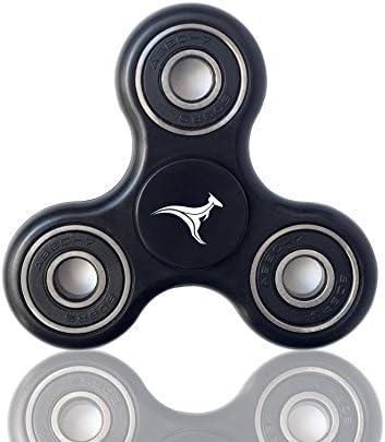 Kanga Fidget Spinner (Black) Premium Quality, EDC Focus Toy for Kids &amp; Adults Stress Reducer Perfect For ADD, ADHD, Anxiety, Autism, Relax, Quit Smoking, High Speed