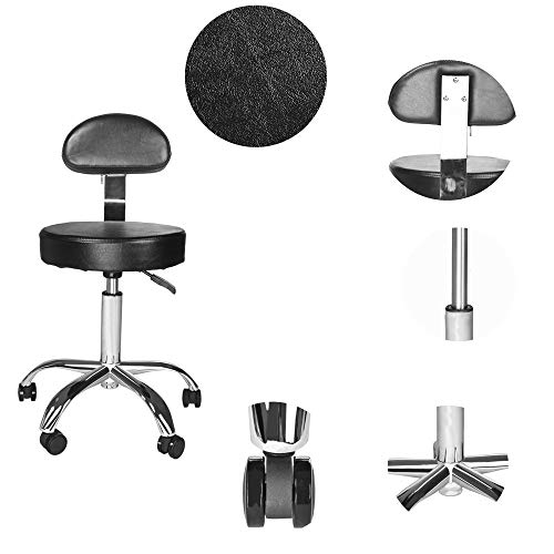 Gotian Chair Workstation Hydraulic Lift Round Stool Beauty Chair Treatment for Beauty Salons, Coffee, PC Gaming Desk, Study Desk, Home Office Coffee Tea Table Black