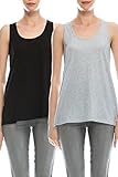 EttelLut Loose Fit tank tops for women plus size Black/Gray XXL