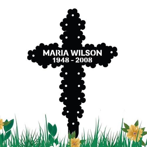Custom Metal Cross Memorial Stake, Personalized Metal Grave Marker of Sympathy Garden Stake, Cemetery Cross Decor, Customized Memorial Plaque for Loss of Loved One, Remembrance Stake, Chiristian Gift at Amazon