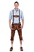 Bavarian Traditional Leather Trousers Lederhosen with Suspenders middlebrown