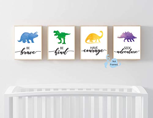 Watercolor-Dinosaur-Art-Print-Animals-Dinosaur-Inspirational-Quote-Canvas-Wall-Art-8X10X4-pieces-Unframed-Perfect-for-Nursery-Bedroom-Decoration