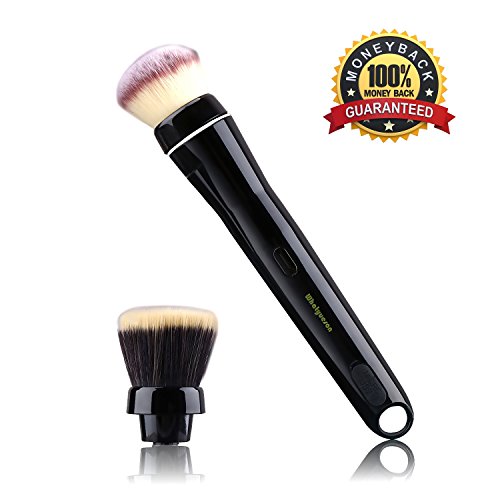 Electric Makeup Brush, Powder Brush Professional Cosmetic Brush 360 Degree Rotatable Set with Detachable Brush And Foundation Makeup Brush Heads, USB Rechargeable, Gift Wrap Powder Brush(Black)