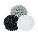 CHOTIKA 23pcs Black White Tissue Paper Flowers Pom Poms Party Decorations Tassel Garland for Wedding Bridal Shower Graduation Graduate School Bachelor Baby Birthday Supplies Decor (Black-White-Grey)
