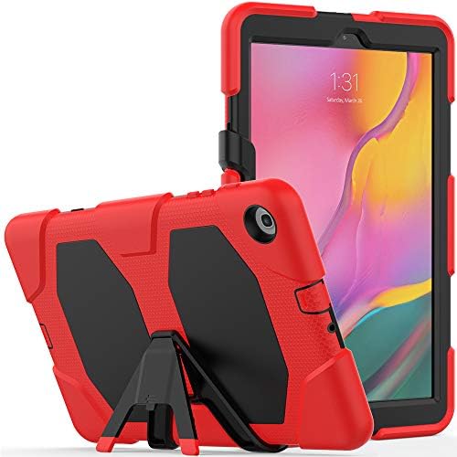 Hongxinyu Galaxy Tab A 10.1 2019 Case T510 T515, Griffin Series Shockproof Protective Cover with Built-in Kickstand and Screen Protection Film for SM-T510 SM-T515 (Red)