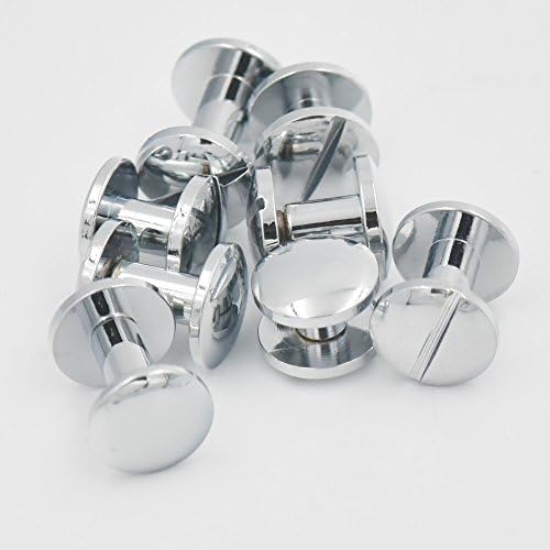 Bluemoona 10 Set - Brass Studs Screw Nail 4 6 8 10 12 15 Chicago Chrome Arc Button 4 Leather Belt Bag 6mmx4mmx10mm