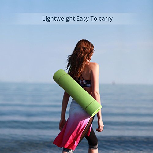Non Slip Yoga Mat 72" x 28", LetsFunny Eco Friendly Non-Toxic Anti- tear Double Layer TPE Exercise Workout Mat with Carrying Strap (Small Green)