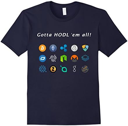 Mens Ethereum Bitcoin Litecoin Gotta HODL em all Crypto T-Shirt XL Navy
