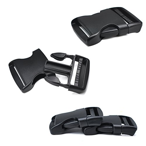 2 Inch Side Quick Release Plastic Buckles (12 Pack-Black)