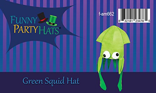 Green Squid Hat Mix - Large Squid Hat In Green With Crazy Eyes