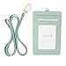 Genuine Leather Card Holder Necklace Neck Business Id Badge Neck Strap (Sky Blue)