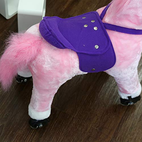 Kinbor Rocking Horse Plush Kids Baby Girls Boys Pony Rocking Horse Unicorn Ride on Toy Walking Horse Children’s Day Birthday Gift with Wheels and Neigh Sound