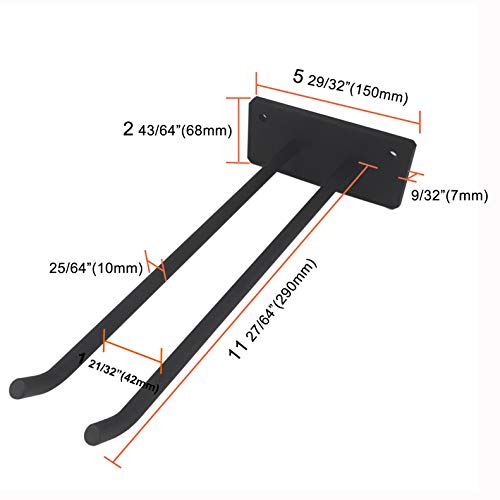 FRMSAET Wall Mounted Hanger Garage Tool Organizer Heavy Duty Rack Hardware Steel Utility Decorative Metal Multi-Tools Utility Storage Hooks,Includes Screws and Anchors(2, Black)