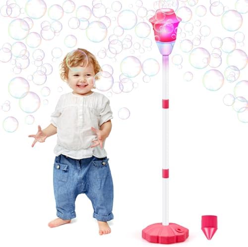 Electric Bubble Machine for Kids Rechargeable Standing Bubble Lantern Adjustable Bubble Machine Lamp with Lights & Music Outdoor Bubble Machine for Kids Wedding Party