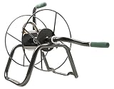 Yard Butler Handy Reel Easy Winding Heavy Duty Metal Garden 75' Water Hose Reel Low Profile Portable Ground Or Wall Mount- IHR-1SLV Hammered Silver Vein