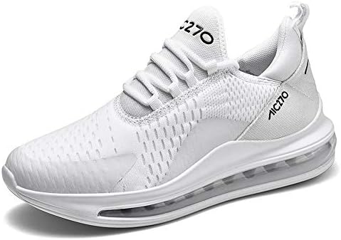 Men's Running Trainers, Walking Gym Shoes Shock Absorbing Lightweight Sneakers Mesh Jogging Sport Casual,White,46