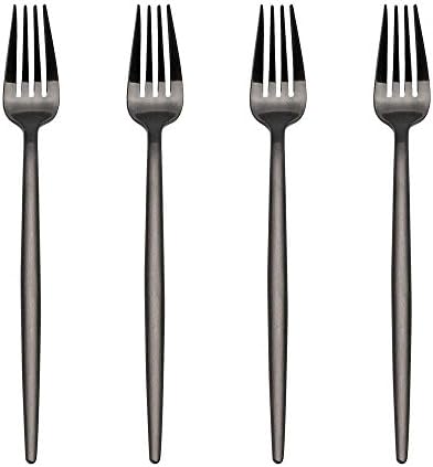 Apriling 7 Inches Stainless Steel Appetizer/Salad/Dessert Forks Set Of 4 (Black)