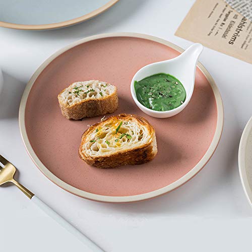 8.3-Inch Porcelain Dinner Plates Set Pizza Pasta Serving Plates Matte Glaze Dessert Dishes Set of 4 - Thumbnail 2