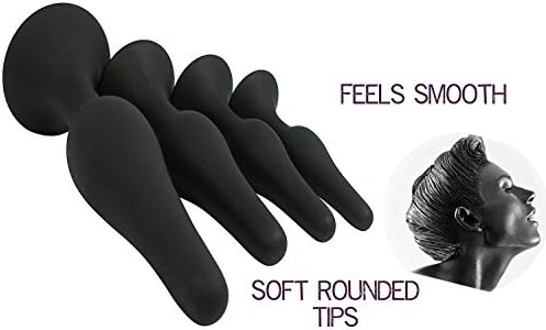 Giosefu 130-4-Piece Silicone Men and Women Trainer - B'utt Plùgs - Beginner Starter Massage Set (Black)