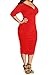 POSESHE Womens Plus Size Deep V Neck Wrap Ruched Waisted Bodycon Dress (Large, Red)