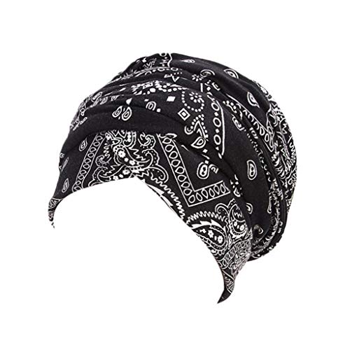 Sunny&Love 2018 New Cotton Blend Women Scarves Turban Cap Muslim Hijab Wrap Head Scarf Tie Hat Headwear (Black)