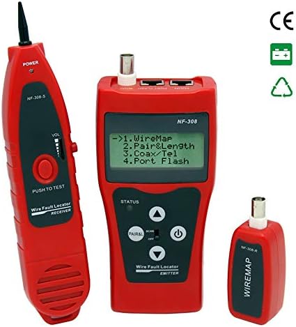 Network Cable Tester, KKmoon Multi-functional LCD Network Cable Tester High Precision Line Finder Coaxial Line Tester RJ11 RJ45 Wire Length Finder with 1 Remote Adapter
