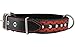 Genuine Leather Braided Studded Dog Collar, Red on Black 1.6
