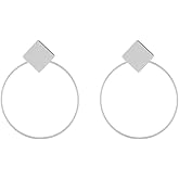 Geometric Hollow Big Hoop Earrings Gold Plated Square Stud Earrings Dangle Jewelry for Women