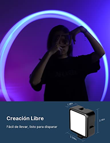 ULANZI VL49 RGB Video Lights, LED Camera Light 360° Full Color Portable Photography Lighting w 3 Cold Shoe, 2000mAh Rechargeable CRI 95+ 2500-9000K Dimmable Panel Lamp Support Magnetic Attraction
