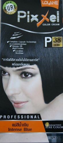 Lolane Pixxel Permanent Color Cream Hair Dye Gray Coverage Intense Blue Color No.P38 by Lolane Pixxel