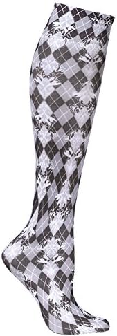 Celeste Stein Mild Compression Knee High Stockings, Wide Calf - Navy Damask Harlequin