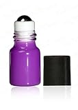 True Essence 2 ml, 5/8 Dram Purple Glass Micro Mini Roll-on Glass Bottles with Metal Roller Balls & BPA Free Black Caps. - Refillable Aromatherapy Essential Oil Roll On (12)