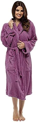 VPASS Women 100% Cotton Soft Twist Turkish Bathrobe Winter Plush Lengthened Shawl Dressing Home Clothes Long Sleeved Bath Robe