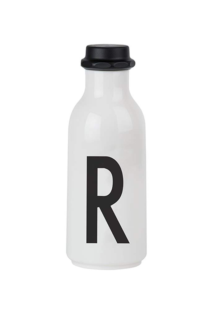 Design Letters Personal Tritan Water Bottle (R) - 500ml BPA-free and BPS-free Leak-proof Tritan Drinking Bottle in Nordic Design for Adult, Kids, Outdoor, Office, Sports, School, Available from A-Z
