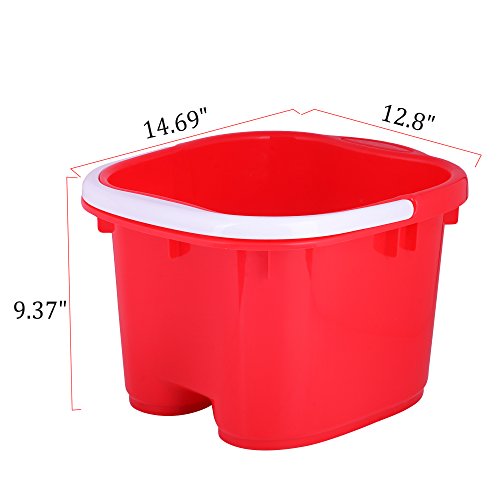 Foot Spa Bucket with Handle and Removable Rollers for Massage (Red)