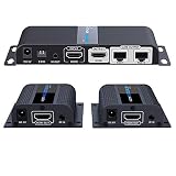 HDMI Extender 1080P@60HZ 1x2 Splitter Device Over CAT6 / CAT6A / CAT7 Cable, Transmission up to 40m/131ft with Loop-Out Local Display,Support IR Remote Control,EDID Function