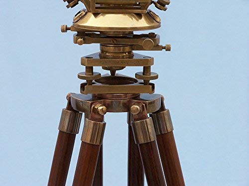 ANTIQUECOLLECTION Floor Standing Brass Theodolite 62"- Nautical Leveling Instruments- Nautical Decor