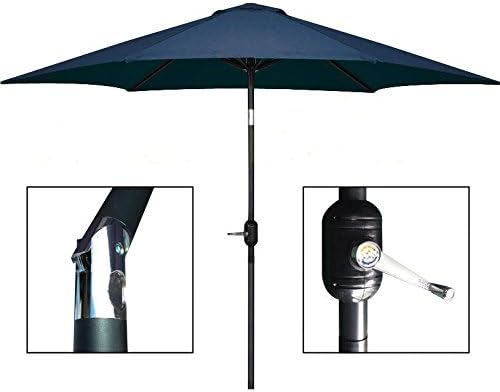 8 Ft Aluminum Outdoor Patio Garden Umbrella Market Yard Crank Tilt - Dark Blue
