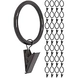 MERIVILLE Drapery Curtain Rings with Clip - 1.5-Inch Inner Diameter, Fits Up to 1 1/4-Inch Rod, Set of 28, Oil-Rubbed Bronze Finish