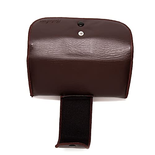 Calabria Double Snap Belt Loop Eyeglass Case PU Leather Brown Old