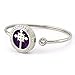 AZORA Aromatherapy Essential Oil Diffuser Bracelet - Stainless Steel Magnetic Locket Bangle with Leather Band 8 colors pads Mother's Day Gift (cross essential oil bracelet)