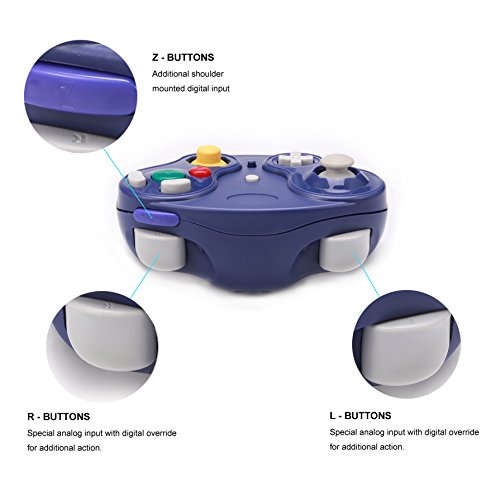 Poulep 1 Pack Classic 2.4G Wireless Controller Gamepad with Receiver Adapter for Nintendo Wii U Gamecube NGC GC Console (purple) - Thumbnail 4